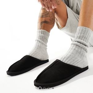Jack and Jones faux suede slippers In black